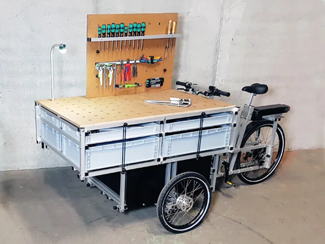 XYZ CARGO TRIKE - Mobile Workshop Module with tool wall